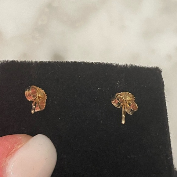 10k gold trillion amethyst and diamond earrings - Picture 5 of 6